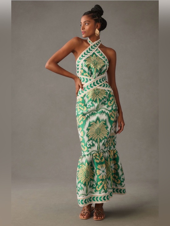 Lace The Label Dresses & Skirts - LACE The Label Anthropologie Vacation Resort wear Halter Cutout Maxi Dress Green